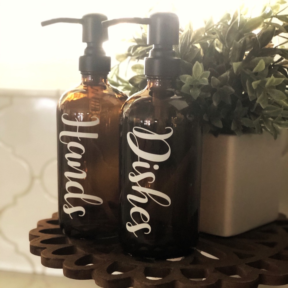 Soap dispenser glass amber